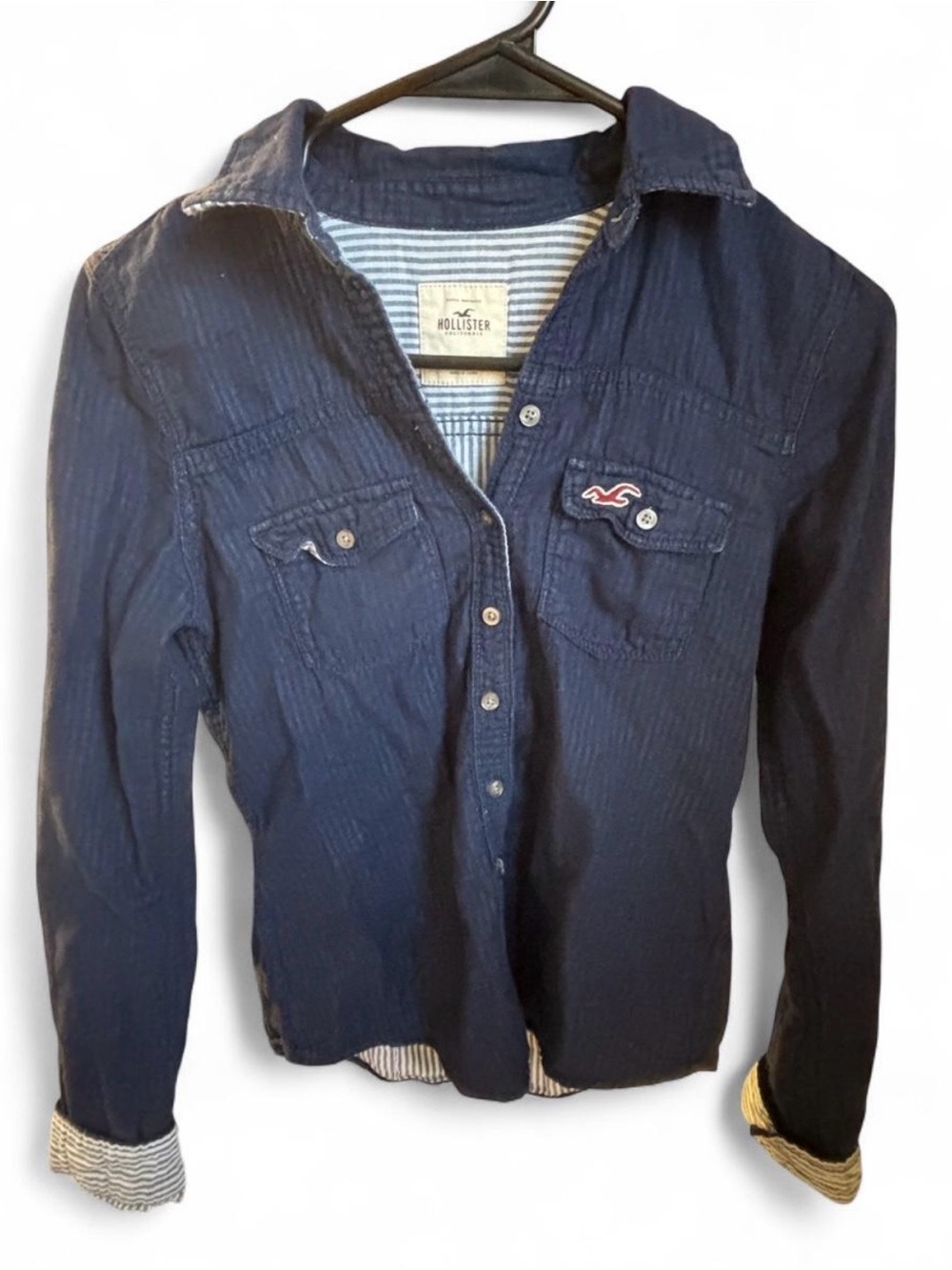 Vintage Hollister Y2K Navy Button Up Blouse